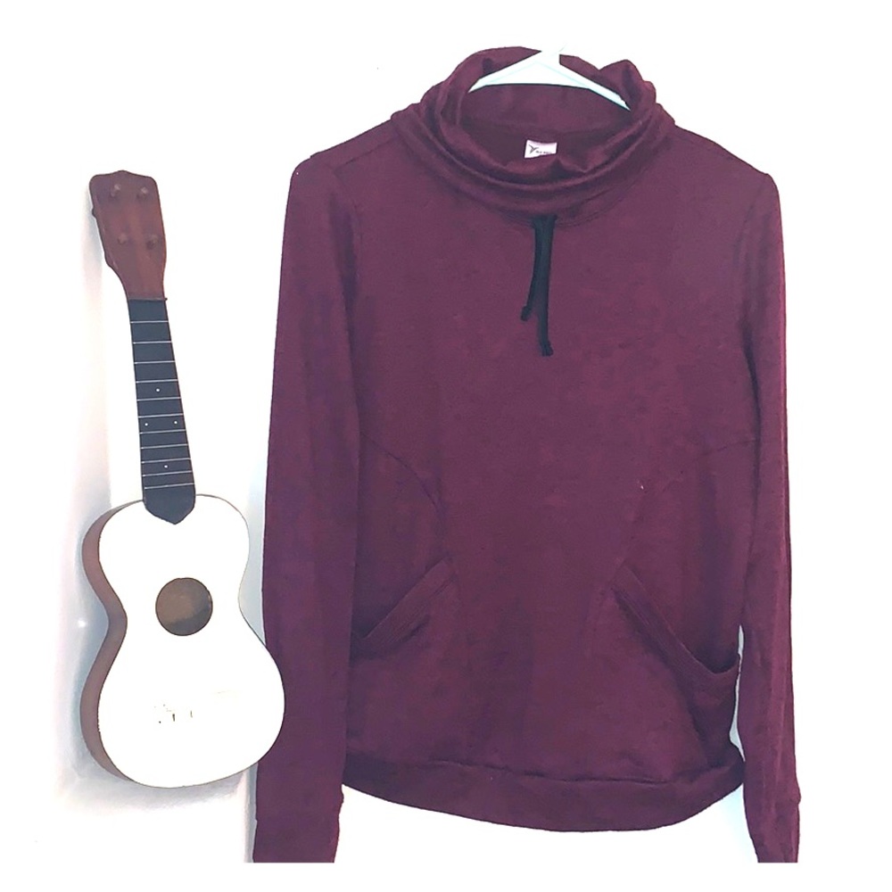Cowl neck active sweater